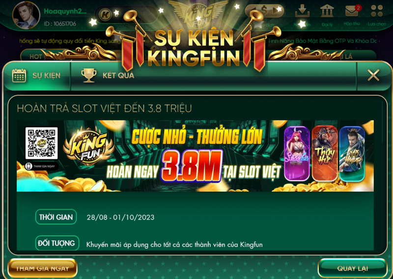 Thông tin về sự kiện hoàn trả Slot Việt tại Kingfun cực HOT