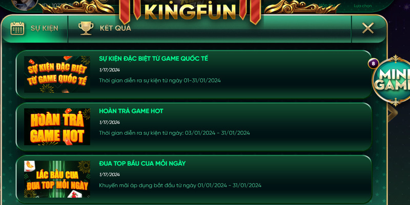 Thông tin sự kiện hoàn trả game hot tại Kingfun
